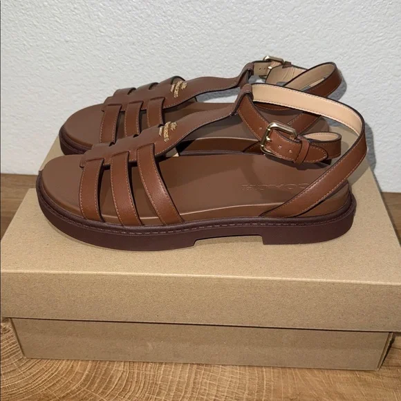 Coach Tan Leather Women's Sandals - Picture 3 of 5